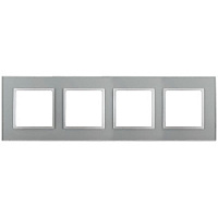 Дизайнерская рамка 4 местная, алюминий, Б0034526 Эра, серия Elegance