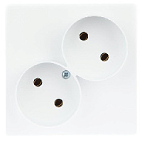Дизайнерская розетка без заземления, двойная, белый, 2450457-030 Simon, серия 24 Harmonie
