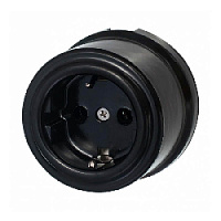 Ретро розетка с заземлением черная B1-101-03 BIRONI