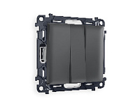 Комплект механизма 3-кл выключателя, графит мягкое касание, MA905010 Ambrella Volt, трехклавишный