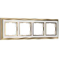 Дизайнерская рамка 4 местная, золото / белый, алюминий, акрил, W0041329 Werkel