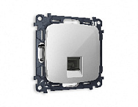 Комплект механизма компьютерной розетки RJ-45(8P8C) CAT6 с шторкой, серебро глянец, MO412010 Ambrella Volt