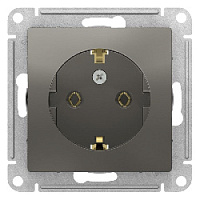 Дизайнерская розетка с заземлением, сталь, ATN000943 Schneider Electric, серия Atlas Design