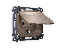 Комплект механизма электрической розетки с/з c шторками и крышкой, темная бронза матовый, MO638010 Ambrella Volt