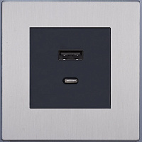 Дизайнерская розетка USB Type-C, никель, SJAN55BC12 Salvador, серия 24 Harmonie