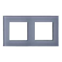 Дизайнерская рамка 2 местная, серая платина, стекло, GL-P102-GPG CGSS, серия Эстетика
