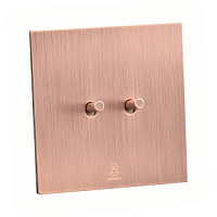Дизайнерский выключатель Aura Медь браш, BAC2KTC Bonze двухклавишный проходной