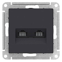 Дизайнерская розетка компьютерная RJ-45 кат. 5e, двойная, карбон, ATN001085 Schneider Electric, серия Atlas Design