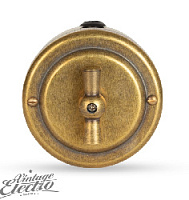 Ретро выключатель поворотный, бронза, 30201-1 Vintage-Brass, двухклавишный, проходной