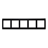 Дизайнерская рамка 5 местная, черный/полярная белизна, алюминий, 10153025 Berker, серия B.3
