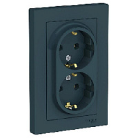 Дизайнерская двойная розетка с заземлением, изумруд, ATN000824 Schneider Electric, серия Atlas Design