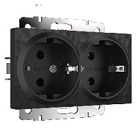 Дизайнерская двойная розетка с заземлением, черный, W1272008 Werkel, серия Hammer