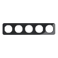 Дизайнерская рамка 5 местная, черный, глянцевый, 10152145 Berker, серия R.1