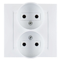 Дизайнерская розетка без заземления, двойная, белый, 1590457-030 Simon, серия 15