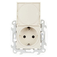 Дизайнерская розетка IP44 с заземлением, шторками и с крышкой, слоновая кость, 2450448-031 Simon, серия 24 Harmonie