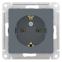 Дизайнерская розетка с заземлением, грифель, ATN000743 Schneider Electric, серия Atlas Design