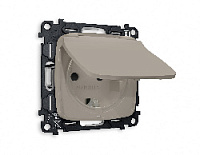 Комплект механизма электрической розетки с/з c шторками и крышкой, серо-бежевый матовый, MO368010 Ambrella Volt