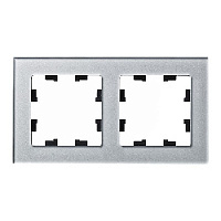 Дизайнерская рамка 2 местная, алюминий, стекло, ATN320302 Schneider Electric, серия Atlas Design Nature