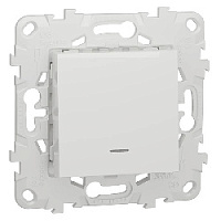 Дизайнерский выключатель с подсветкой, белый, NU520318N Schneider Electric, одноклавишный, проходной, серия Unica New
