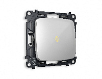 Комплект механизма 1-кл выключателя с подсветкой 3200K мягкий теплый свет, серебро глянец, MO402010 Ambrella Volt, одноклавишный