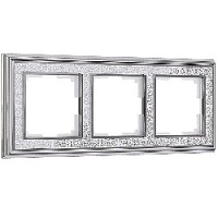 Дизайнерская рамка 3 местная, хром / белый, алюминий, акрил, W0031431 Werkel