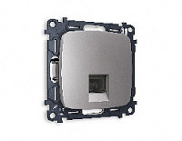 Комплект механизма компьютерной розетки RJ-45(8P8C) CAT6 с шторкой, сталь матовый, MO512010 Ambrella Volt