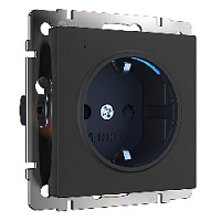Дизайнерская розетка с заземлением и подсветкой, черный матовый, W1171408 Werkel