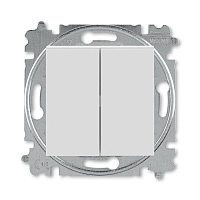 Дизайнерский выключатель, серый / белый, 2CHH595245A6016, ABB, двухклавишный проходной, серия Levit