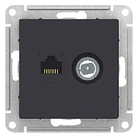 Дизайнерская розетка TV + RJ-45 кат. 5e, карбон, ATN001089 Schneider Electric, серия Atlas Design