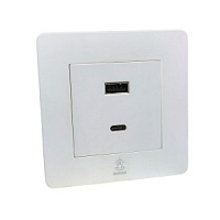 Дизайнерская розетка USB A + USB C Vega Белый лед, BVWUSBTC Bonze