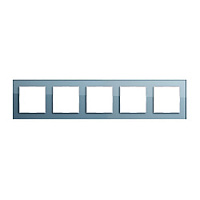 Дизайнерская рамка 5 местная, серо-голубое стекло, AC585GLBLGR Jung, серия A Creation