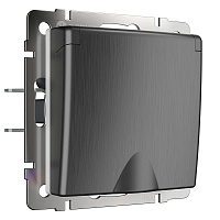 Дизайнерская розетка с заземлением, шторками и с крышкой IP44, графит рифленый, W1171204 Werkel