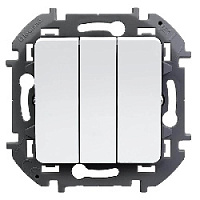 Дизайнерский выключатель, белый, 673640 Legrand, трехклавишный, серия Inspiria