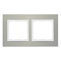 Дизайнерская рамка 2 местная, алюминий/полярная белизна, 10123904 Berker, серия B.3