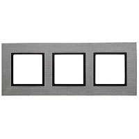 Дизайнерская рамка 3 местная, титан, металл, Б0034558 Эра, серия Elegance
