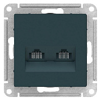 Дизайнерская розетка компьютерная RJ-45 кат. 5e, двойная, изумруд, ATN000885 Schneider Electric, серия Atlas Design