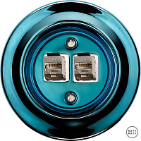 Розетка интернет Cat.6а экранир.10G двойная, синий металлик PEAZGsCat6a Katy Paty