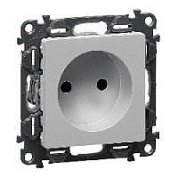 Дизайнерская розетка без заземления, со шторками, безвинт.зажим, алюминий, 753616 Legrand, серия Valena Life