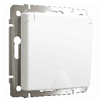 Дизайнерская розетка с заземлением, шторками и с крышкой IP44 , белый матовый, W1171261 Werkel