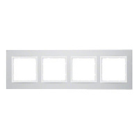 Дизайнерская рамка 4 местная, алюминий/полярная белизна, 10143904 Berker, серия B.3