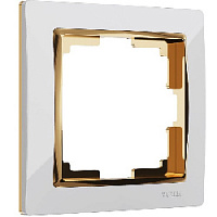 Дизайнерская рамка 1 местная, белый / золото, поликарбонат, W0011933 Werkel
