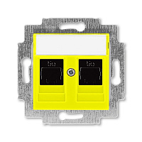 Дизайнерская розетка компьютерная 2хRJ-45 кат. 5е, желтый, 2CHH295118A6064 ABB, серия Levit