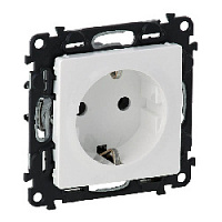 Дизайнерская розетка с заземлением, винт.зажим, белый, 753421 Legrand, серия Valena Life