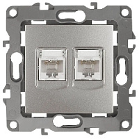 Дизайнерская розетка интернет 2хRJ-45, перламутр, Б0019357 Эра, серия 12
