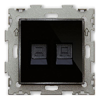 Дизайнерская розетка двойная компьютерная RJ-45 кат. 5e, черный, GL-W201C2-BСG CGSS, серия Эстетика