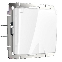 Дизайнерская розетка с заземлением, шторками и с крышкой IP44, белый глянцевый, W1171201 Werkel