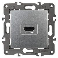 Дизайнерская розетка HDMI, алюминий, Б0034334 Эра, серия Elegance