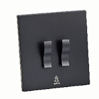 Дизайнерский выключатель Aura Черный уголь, BAB2KBE Bonze двухклавишный