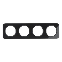 Дизайнерская рамка 4 местная, черный, стекло, 10142116 Berker, серия R.1