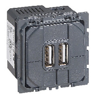 Механизм розетки USB разъем A+A двойной, 067462 Legrand, серия Celiane